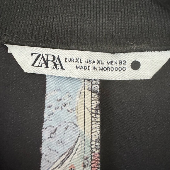 ZARA CROPPED SILKY BOMBER JACKET ASIAN GRAPHIC PRINT SIZE XL - Picture 5 of 5